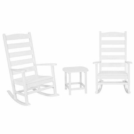 POLYWOOD Shaker White Patio Set with Rocking Chairs and South Beach Table 633PWS4741WH
